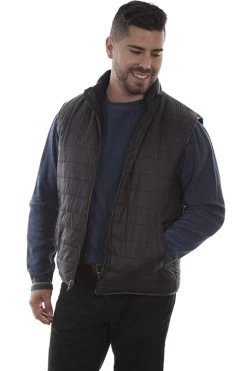 Reversible Ribbed Black Lamb Leather Vest