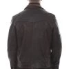 Men's Two-Tone Collar Leather Zipper Jacket