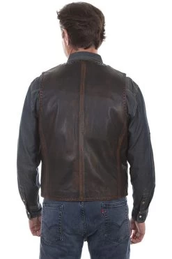 Leather Buck Stitch Vest
