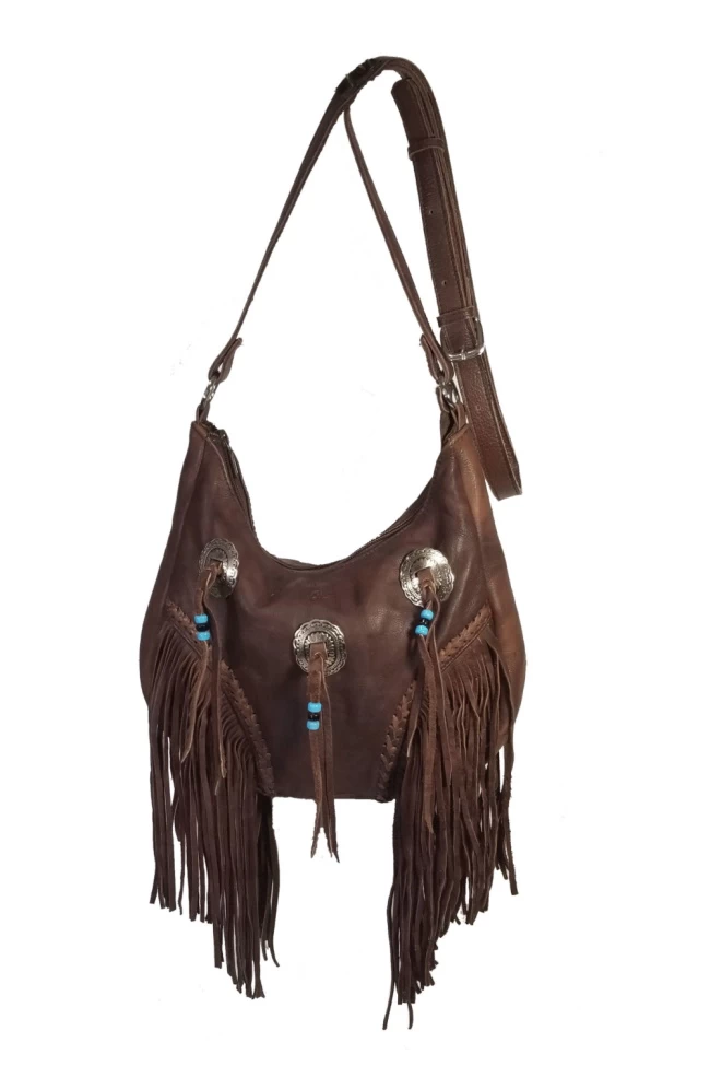 Beaded Three Concho Soft Leather Shoulder Bag 2 Beaded Three Concho Soft Leather Shoulder Bag - Image 2