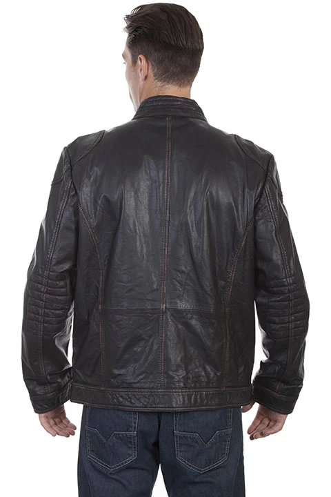 Leather Jacket With Stand Up Collar 2 Leather Jacket With Stand Up Collar - Image 2