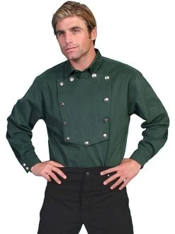 Brushed Twill Cotton Bib Shirt -WildWestFashionFinds 538720 BLK preview 04
