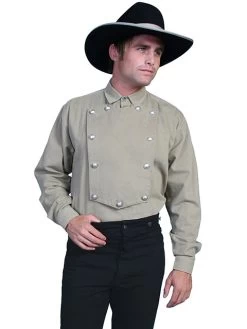 Brushed Twill Cotton Bib Shirt -WildWestFashionFinds 538720 BLK preview 06