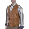 Lambskin Button Front Vest With Pick Stitch