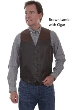 Leather Vest With Ostrich Trim 7 Leather Vest With Ostrich Trim -WildWestFashionFinds 607 178 preview 03