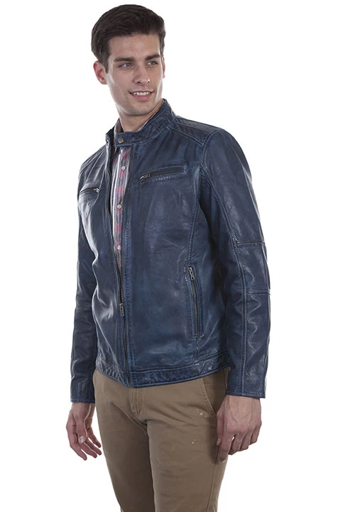 Lambskin Zip Front Jacket With Stand Up Collar 1 Lambskin Zip Front Jacket With Stand Up Collar