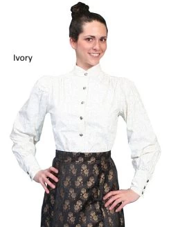 Classic Blouse With A Stand Up Collar