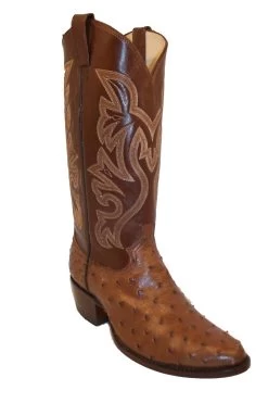 Tobacco Full Quill Ostrich Western Fancy Stitch Cowboy Boots