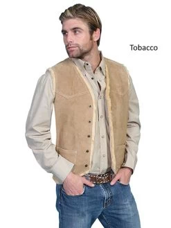 Boar Suede Hunting Vest With Faux Shearling Lining -WildWestFashionFinds 82 Vest 03