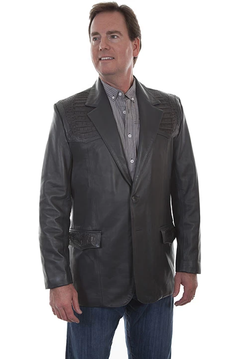 Lambskin Blazer With Caiman Inlay