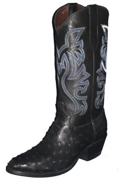 Black Full Quill Ostrich Western Fancy Stitch Cowboy Boots