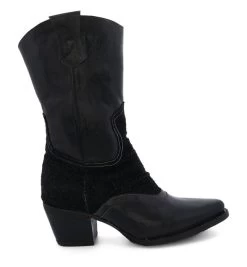 Basanti Zipper Boots Black Rustic Leather With Black Lace -WildWestFashionFinds Basanti20tall20boots20black20rustic20leather20black20lace 04