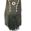 Turtle Rosette Beaded & Fringed Leather Bag