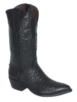 Black Crocodile Western Boots Black Leather Inlay Upper