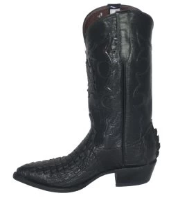 Black Crocodile Western Boots Black Leather Inlay Upper -WildWestFashionFinds Black Crocodile Vamp and Shaft Cowboy Boots 7576B 03