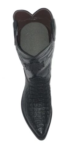 Black Crocodile Western Boots Black Leather Inlay Upper -WildWestFashionFinds Black Crocodile Vamp and Shaft Cowboy Boots 7576B 05