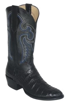 Black Crocodile Cowboy Boots Colored Fancy Stitch Upper