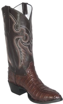 Brown Crocodile Western Boots Leather Fancy Stitch Upper