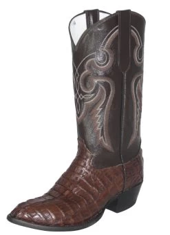 Brown Crocodile Western Boots Leather Fancy Stitch Upper -WildWestFashionFinds Brown Crocodile Cowboy Boots with Fancy Stitching 574T 03