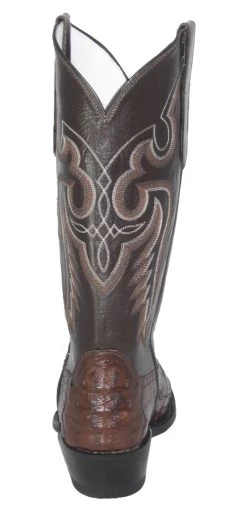 Brown Crocodile Western Boots Leather Fancy Stitch Upper -WildWestFashionFinds Brown Crocodile Cowboy Boots with Fancy Stitching 574T 04