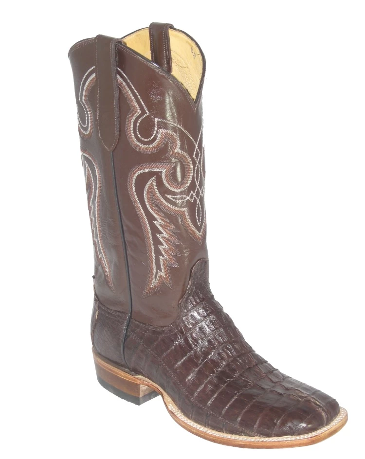 Brown Crocodile Cowboy Boots Fancy Stitch Upper Square Toe 1 Brown Crocodile Cowboy Boots Fancy Stitch Upper Square Toe