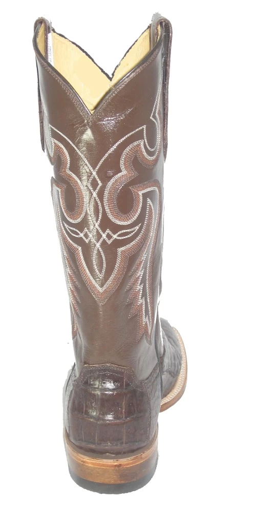 Brown Crocodile Cowboy Boots Fancy Stitch Upper Square Toe 4 Brown Crocodile Cowboy Boots Fancy Stitch Upper Square Toe - Image 4
