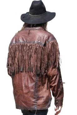 Chirikua Fringe Leather Over Shirt Jacket