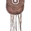 Sand Beaded And Fringed Leather Belt Clip Bag