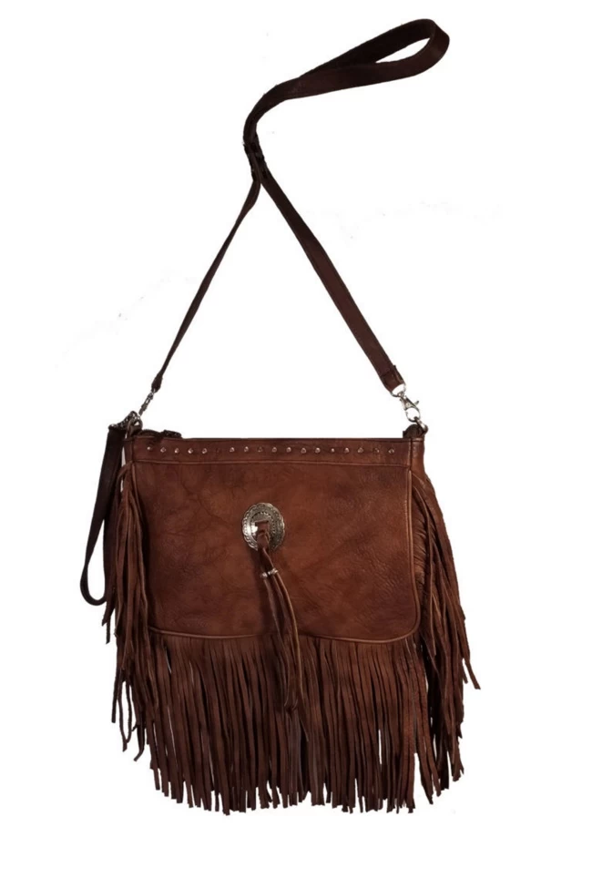 Leather Clutch Bag With Concho And Fringe 1 Leather Clutch Bag With Concho And Fringe
