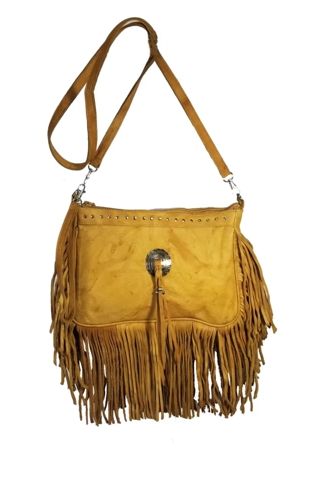 Leather Clutch Bag With Concho And Fringe 2 Leather Clutch Bag With Concho And Fringe - Image 2