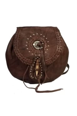 Coby Leather Hand Laced Flap Concho Studded Backpack