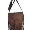 Concho Studded Leather Fringed Hand Laced Shoulder Bag