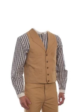 Old West Black Cotton Canvas Vest Small
