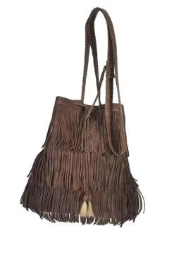 Double Fringe Three Layer Braided Cord Leather Shoulder Bag