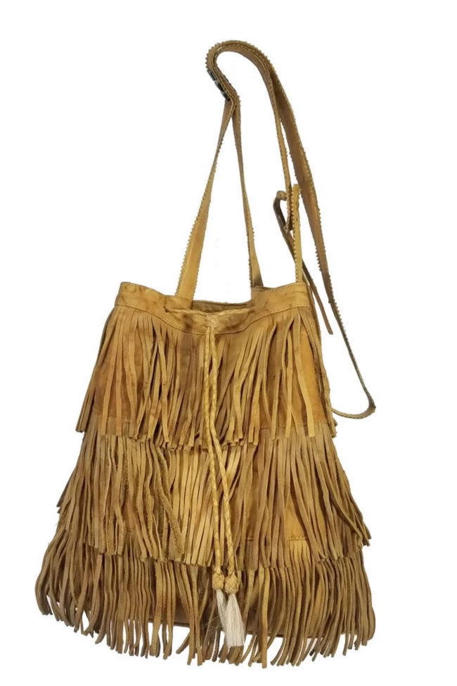 Double Fringe Three Layer Braided Cord Leather Shoulder Bag 2 Double Fringe Three Layer Braided Cord Leather Shoulder Bag - Image 2
