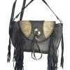 Small Fish Skin Leather Fringe Concho Clutch Bag
