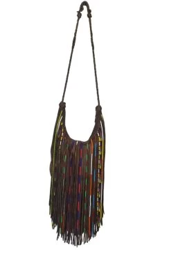 Gypsy Glass Beaded Fringe Large Leather Bag