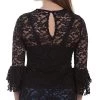 Lace Top With Rose Applique & Polyester Cami