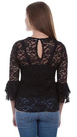 Lace Top With Rose Applique & Polyester Cami