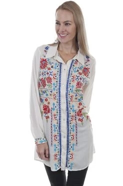 Embroidered Button Down Blouse