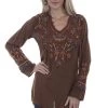 Embroidered V Neck Blouse