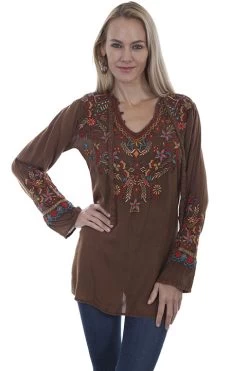 Embroidered V Neck Blouse