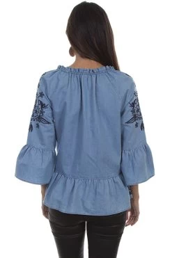 Embroidered Peplum Blouse