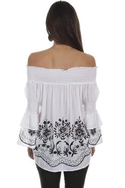 Off The Shoulders Embroidered Blouse