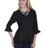 100% Rayon Multi-fabric 3/4 Sleeve Blouse