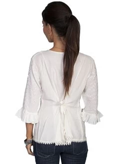 100% Rayon Multi-fabric 3/4 Sleeve Blouse -WildWestFashionFinds HC67 preview 06