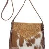 Holbrook Hair On Hand Tooled Leather Pouch Bag