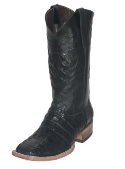 Black Hornback Alligator Western Boots Texas Square Toe -WildWestFashionFinds Hornback Alligator Cowboy Boots with Square Toe 8096Q 03