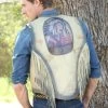 Western Indian Artwork Leather Vest