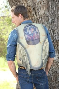 Western Indian Artwork Leather Vest
